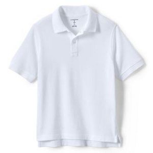 NWT LANDS' END UNIFORM KIDS SHORT SLEEVE MESH POLO SHIRT WHITE 3T UNISEX